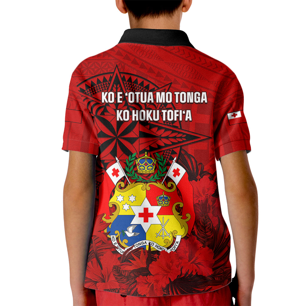 Tonga King Tupou I Day Kid Polo Shirt Tropical Flowers With Ngatu Pattern LT05 - Polynesian Pride
