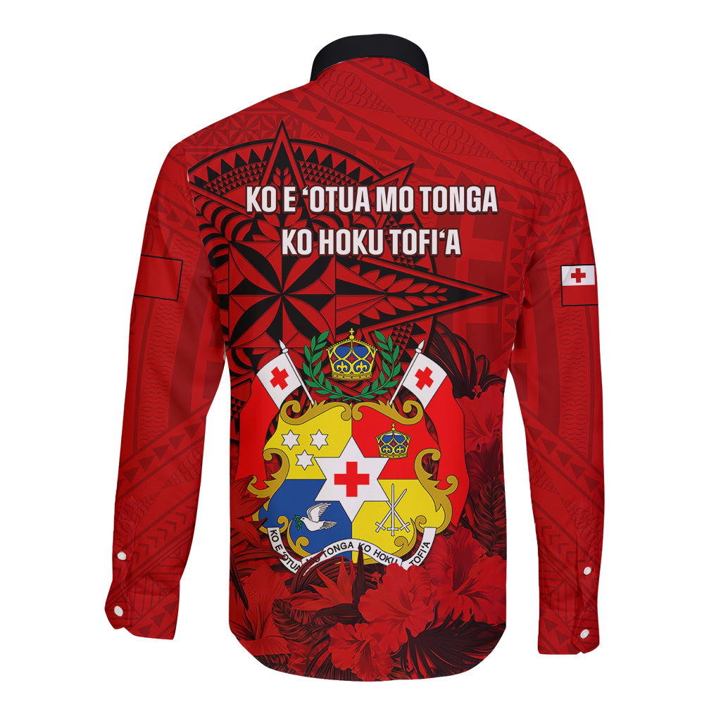 tonga-king-tupou-i-day-long-sleeve-button-shirt-tropical-flowers-with-ngatu-pattern