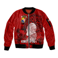 tonga-king-tupou-i-day-sleeve-zip-bomber-jacket-tropical-flowers-with-ngatu-pattern