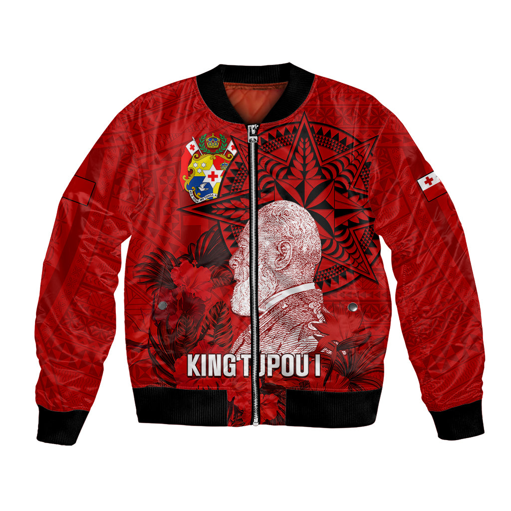 personalized-tonga-king-tupou-i-day-bomber-jacket-tropical-flowers-with-ngatu-pattern