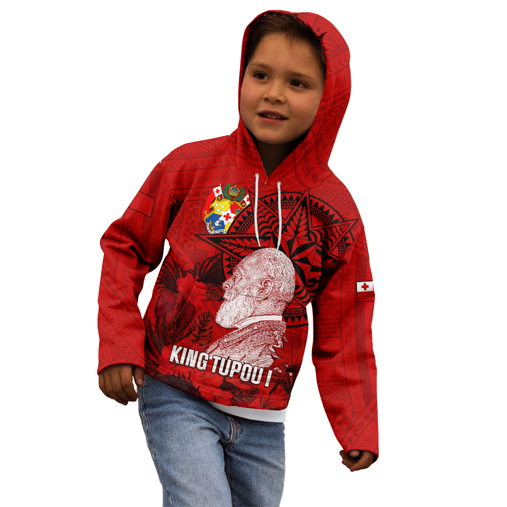 Personalized Tonga King Tupou I Day Kid Hoodie Tropical Flowers With Ngatu Pattern LT05 - Polynesian Pride