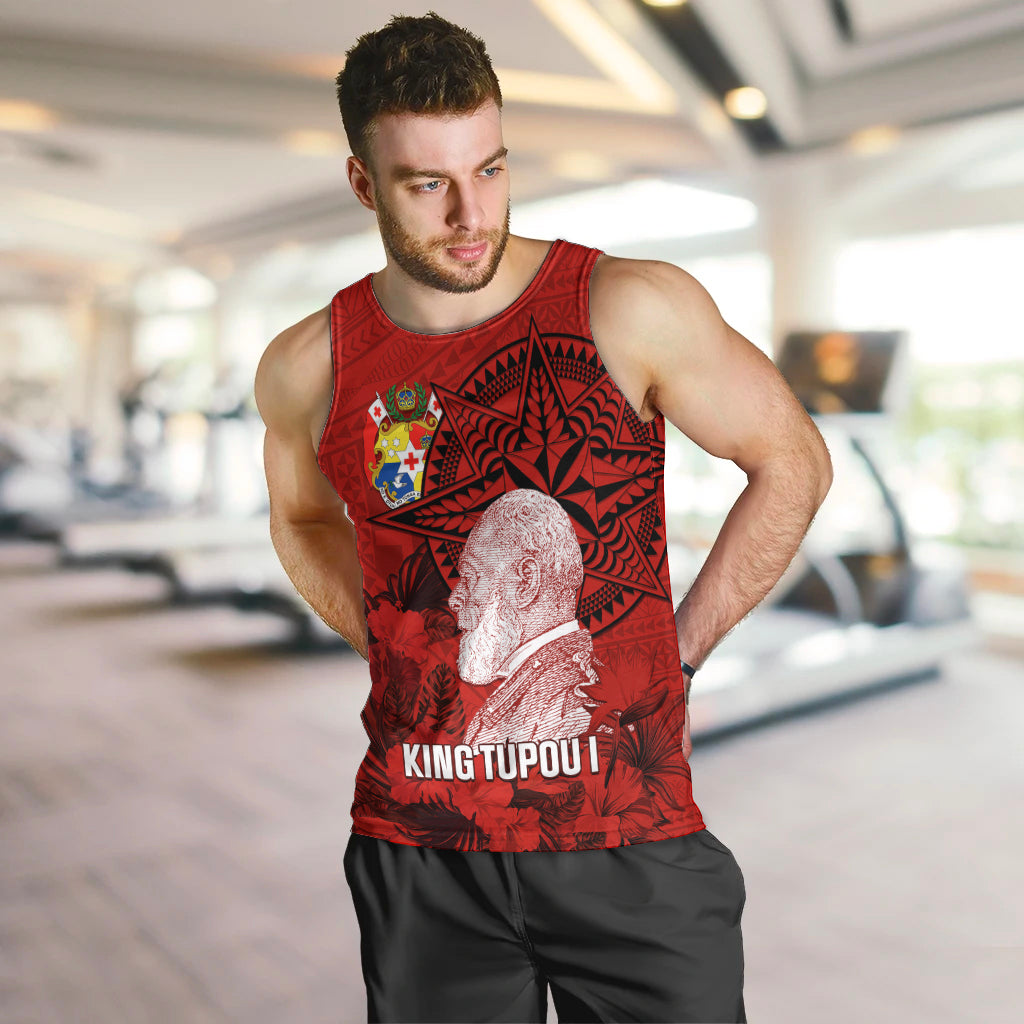 Personalized Tonga King Tupou I Day Men Tank Top Tropical Flowers With Ngatu Pattern LT05 - Polynesian Pride