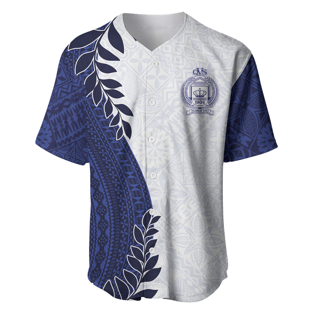 Custom Fiji Queen Victoria School Baseball Jersey 120 Years Anniversary LT05 White - Polynesian Pride