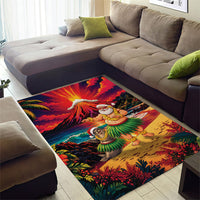 Hawaii Volcano Christmas Area Rug Hula Santa And Monk Seal