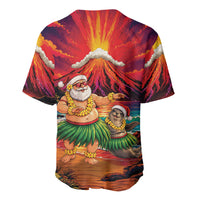 Hawaii Volcano Christmas Baseball Jersey Hula Santa And Monk Seal