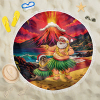 Hawaii Volcano Christmas Beach Blanket Hula Santa And Monk Seal LT05 One Size 150cm Multicolor - Polynesian Pride