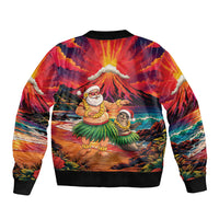 Hawaii Volcano Christmas Bomber Jacket Hula Santa And Monk Seal LT05 - Polynesian Pride