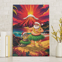 Hawaii Volcano Christmas Canvas Wall Art Hula Santa And Monk Seal