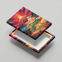 Hawaii Volcano Christmas Canvas Wall Art Hula Santa And Monk Seal