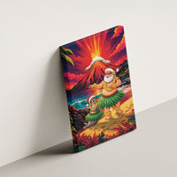 Hawaii Volcano Christmas Canvas Wall Art Hula Santa And Monk Seal