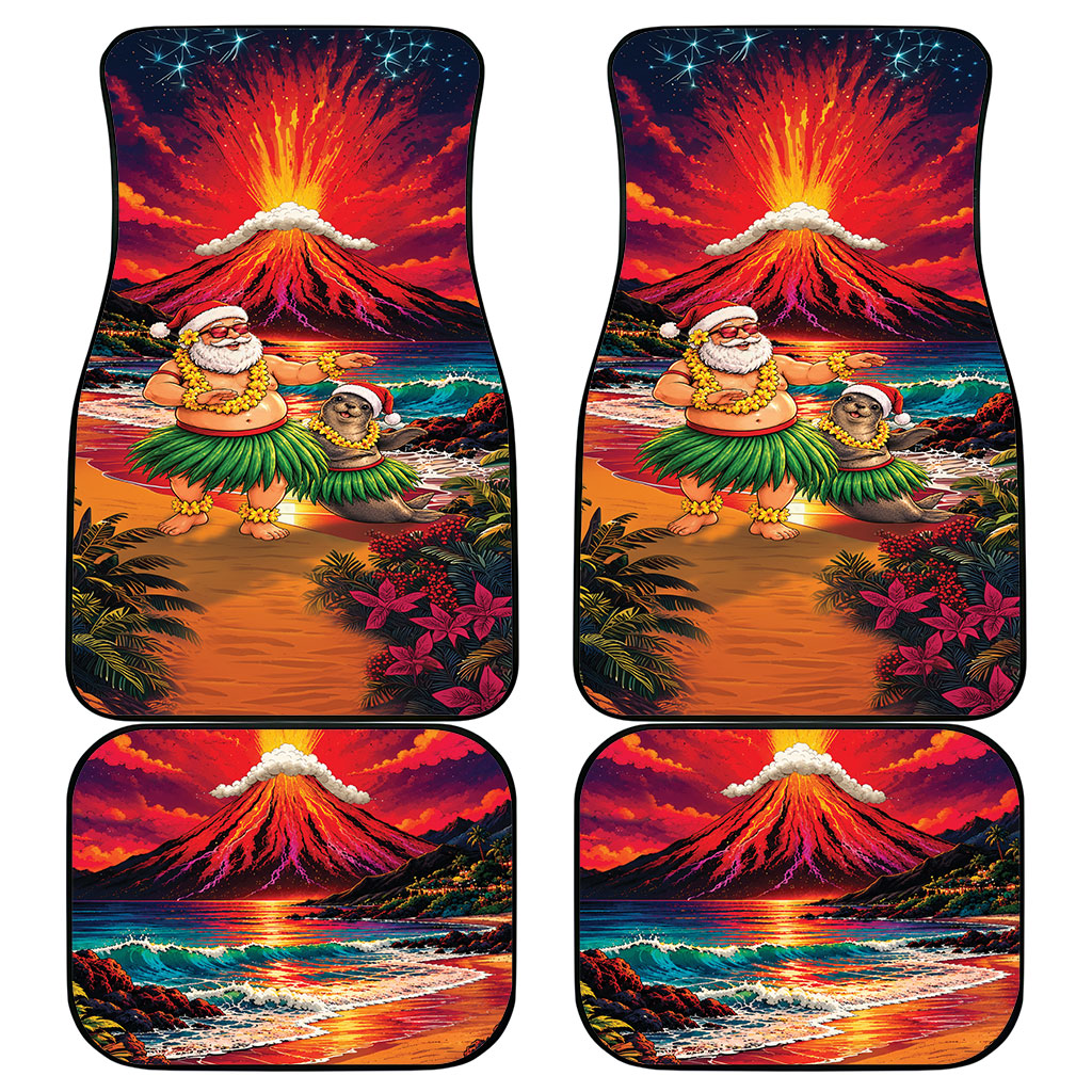 Hawaii Volcano Christmas Car Mats Hula Santa And Monk Seal LT05 - Polynesian Pride