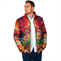 Hawaii Volcano Christmas Padded Jacket Hula Santa And Monk Seal