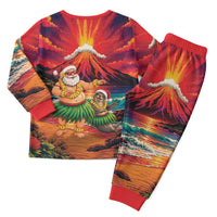Hawaii Volcano Christmas Pajama Set Hula Santa And Monk Seal