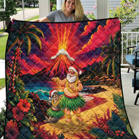 Hawaii Volcano Christmas Quilt Hula Santa And Monk Seal LT05 Multicolor - Polynesian Pride