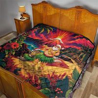 Hawaii Volcano Christmas Quilt Hula Santa And Monk Seal LT05 - Polynesian Pride