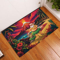 Hawaii Volcano Christmas Rubber Doormat Hula Santa And Monk Seal LT05 - Polynesian Pride