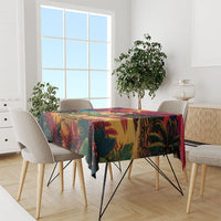 Hawaii Volcano Christmas Tablecloth Hula Santa And Monk Seal