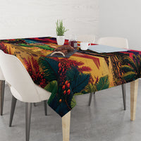 Hawaii Volcano Christmas Tablecloth Hula Santa And Monk Seal