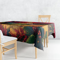 Hawaii Volcano Christmas Tablecloth Hula Santa And Monk Seal