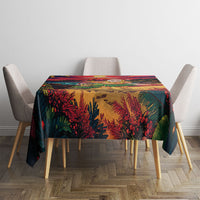 Hawaii Volcano Christmas Tablecloth Hula Santa And Monk Seal