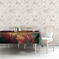 Hawaii Volcano Christmas Tablecloth Hula Santa And Monk Seal