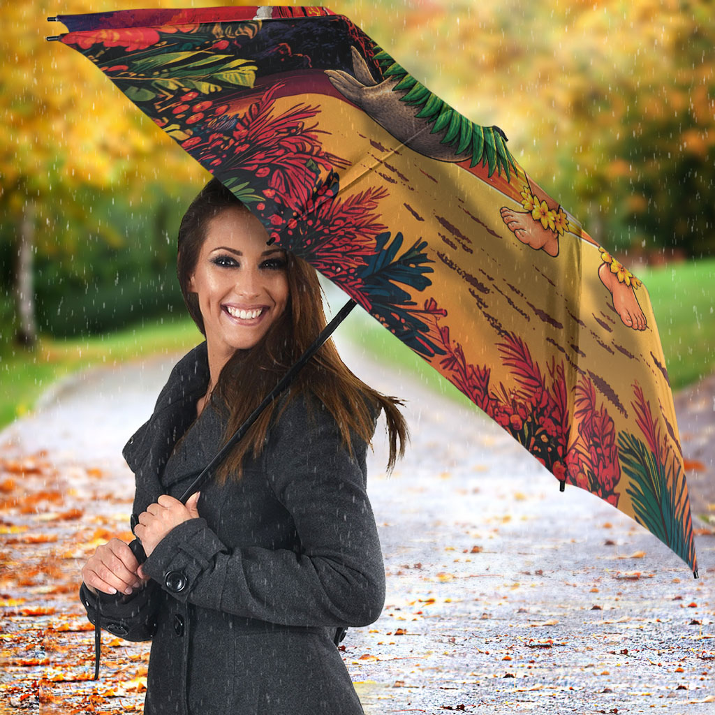 Hawaii Volcano Christmas Umbrella Hula Santa And Monk Seal LT05 - Polynesian Pride