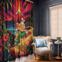 Hawaii Volcano Christmas Window Curtain Hula Santa And Monk Seal