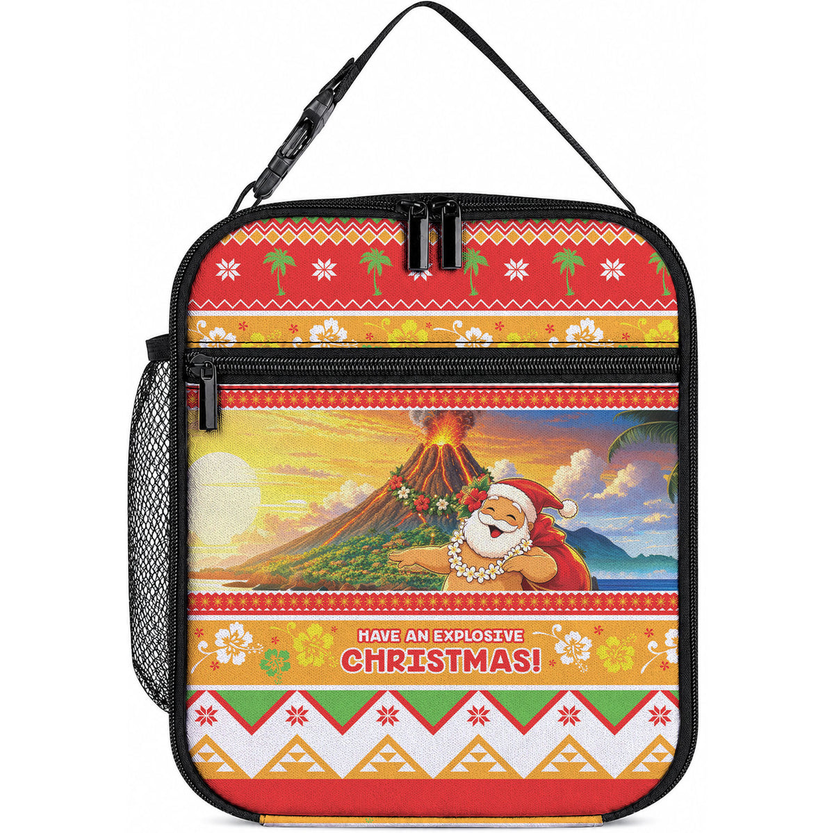 Hawaii Volcano Christmas Lunch Bag Have An Explosive Christmas LT05 10.2 × 8.3 × 4.3 inch Red - Polynesian Pride