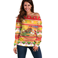 Hawaii Volcano Christmas Off Shoulder Sweater Have An Explosive Christmas LT05 Women Red - Polynesian Pride