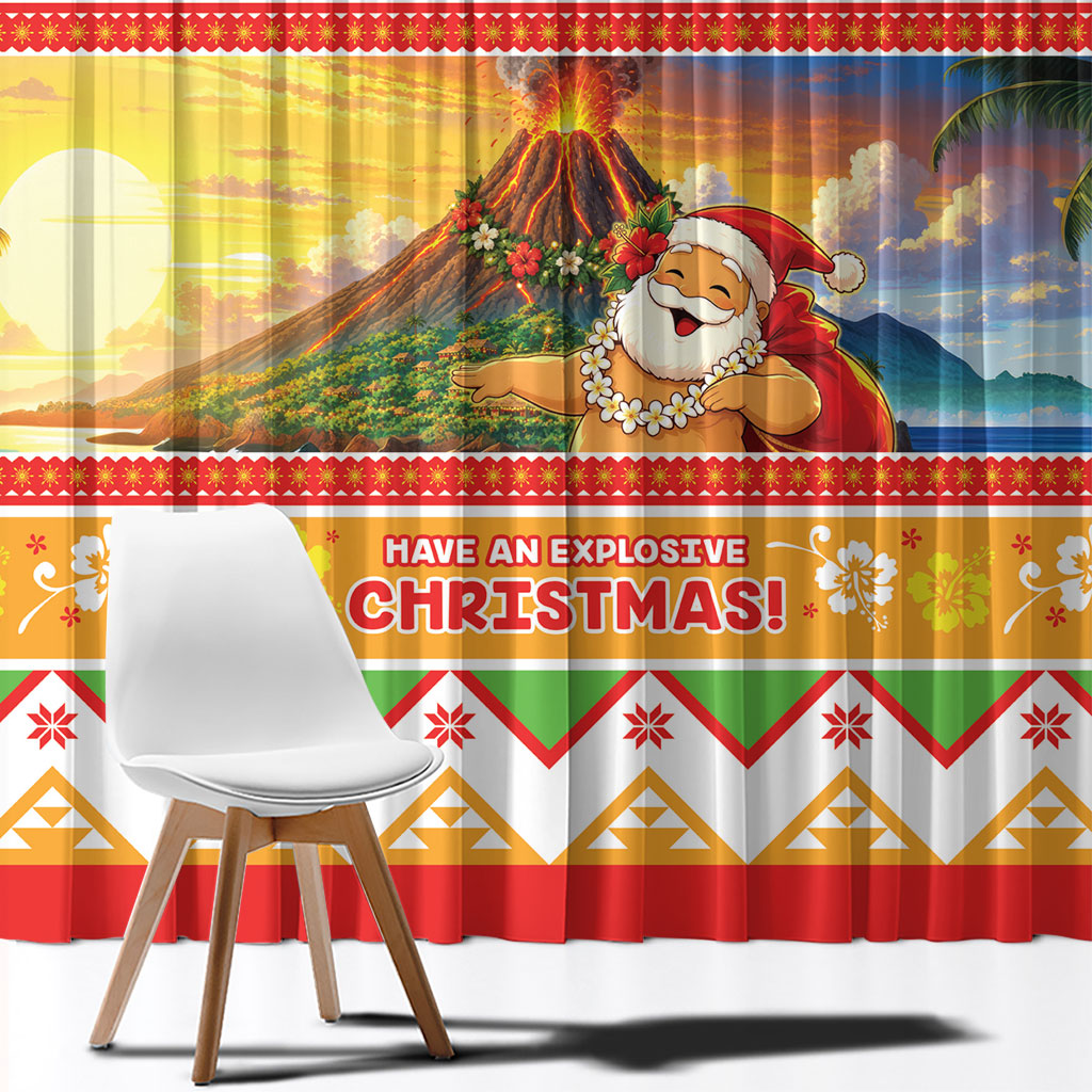 Hawaii Volcano Christmas Window Curtain Have An Explosive Christmas LT05 - Polynesian Pride