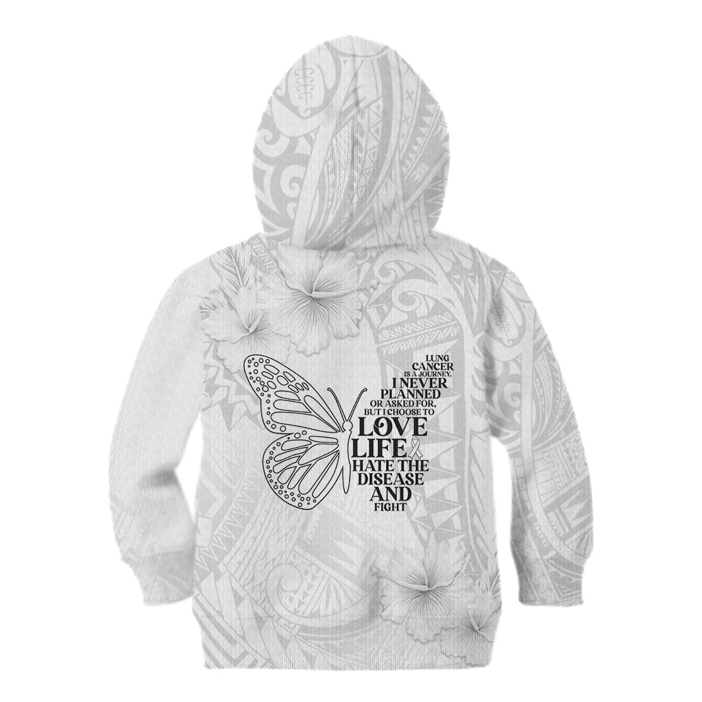Lung Cancer Awareness Kid Hoodie Never Give Up Polynesian Style LT05 - Polynesian Pride
