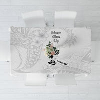 Lung Cancer Awareness Tablecloth Never Give Up Polynesian Style LT05 White - Polynesian Pride