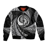 Personalised New Zealand Bungy Jumping Bomber Jacket Maori Pattern LT05 Unisex Black - Polynesian Pride