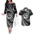Personalised New Zealand Bungy Jumping Couples Matching Off The Shoulder Long Sleeve Dress and Hawaiian Shirt Maori Pattern LT05 Black - Polynesian Pride