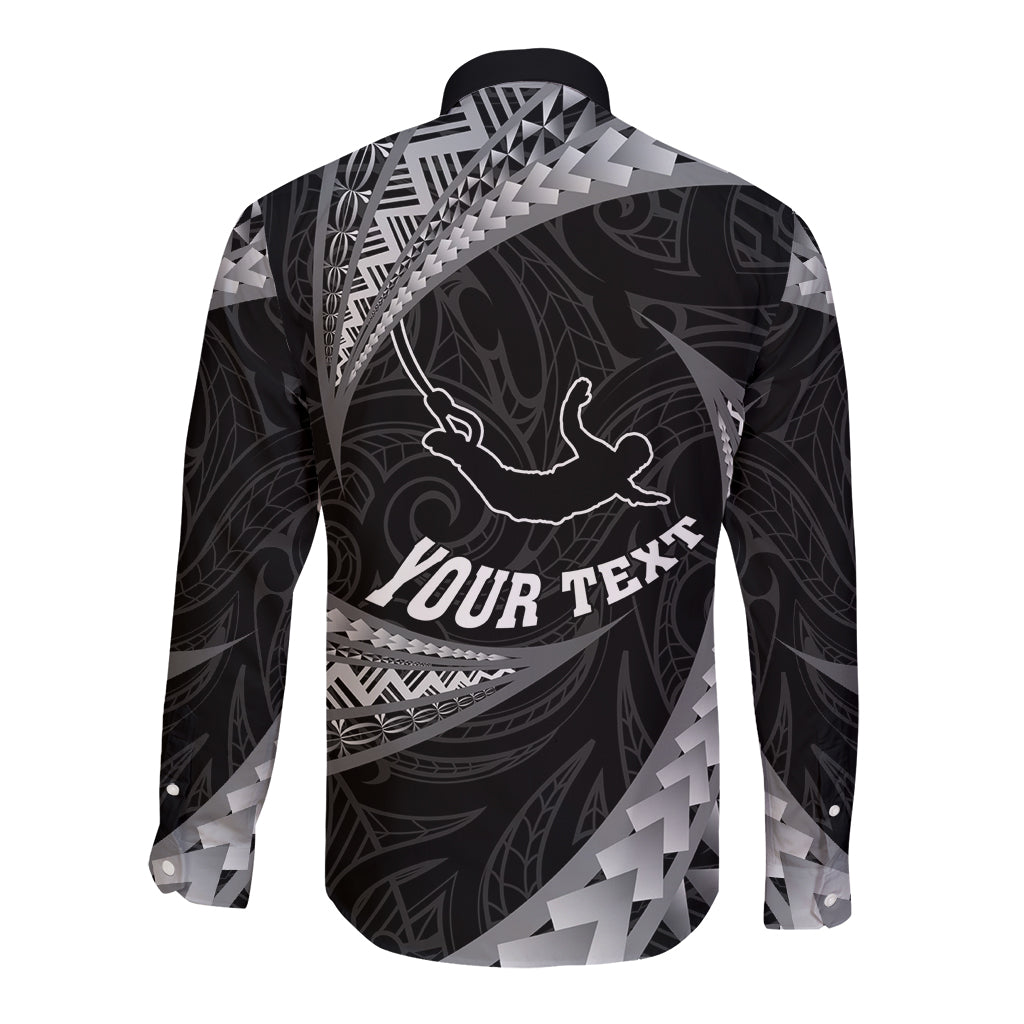 Personalised New Zealand Bungy Jumping Long Sleeve Button Shirt Maori Pattern LT05 - Polynesian Pride
