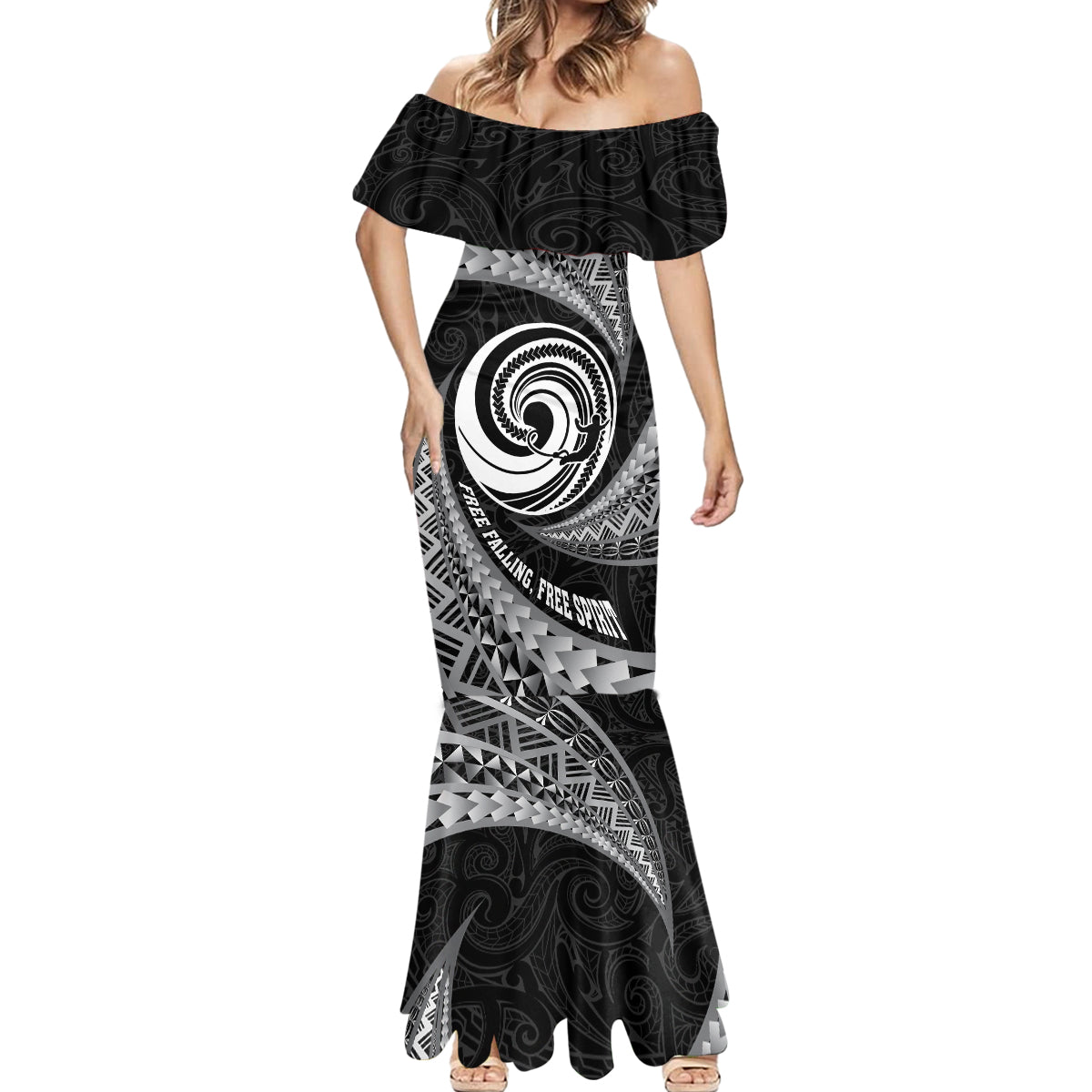 Personalised New Zealand Bungy Jumping Mermaid Dress Maori Pattern LT05 - Polynesian Pride
