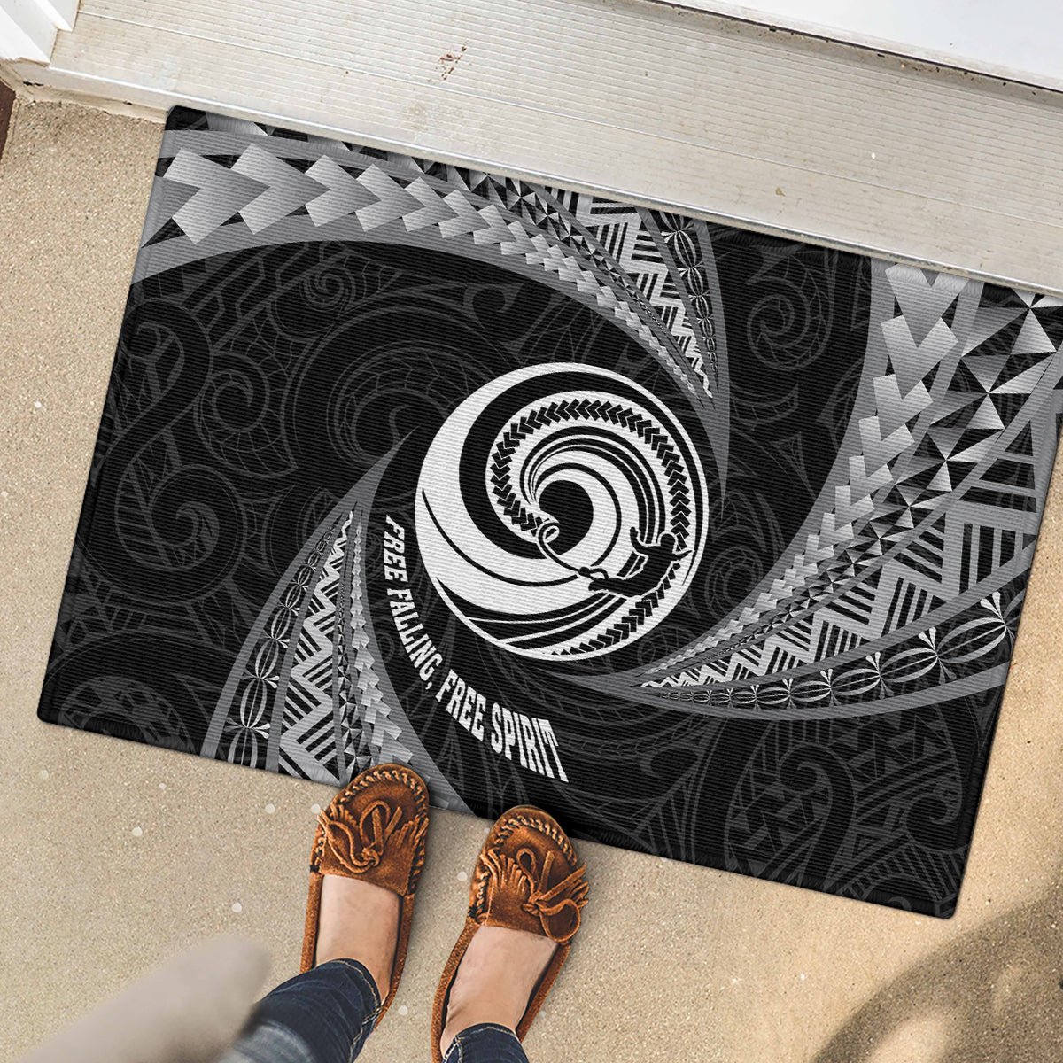 New Zealand Bungy Jumping Rubber Doormat Maori Pattern LT05 - Polynesian Pride