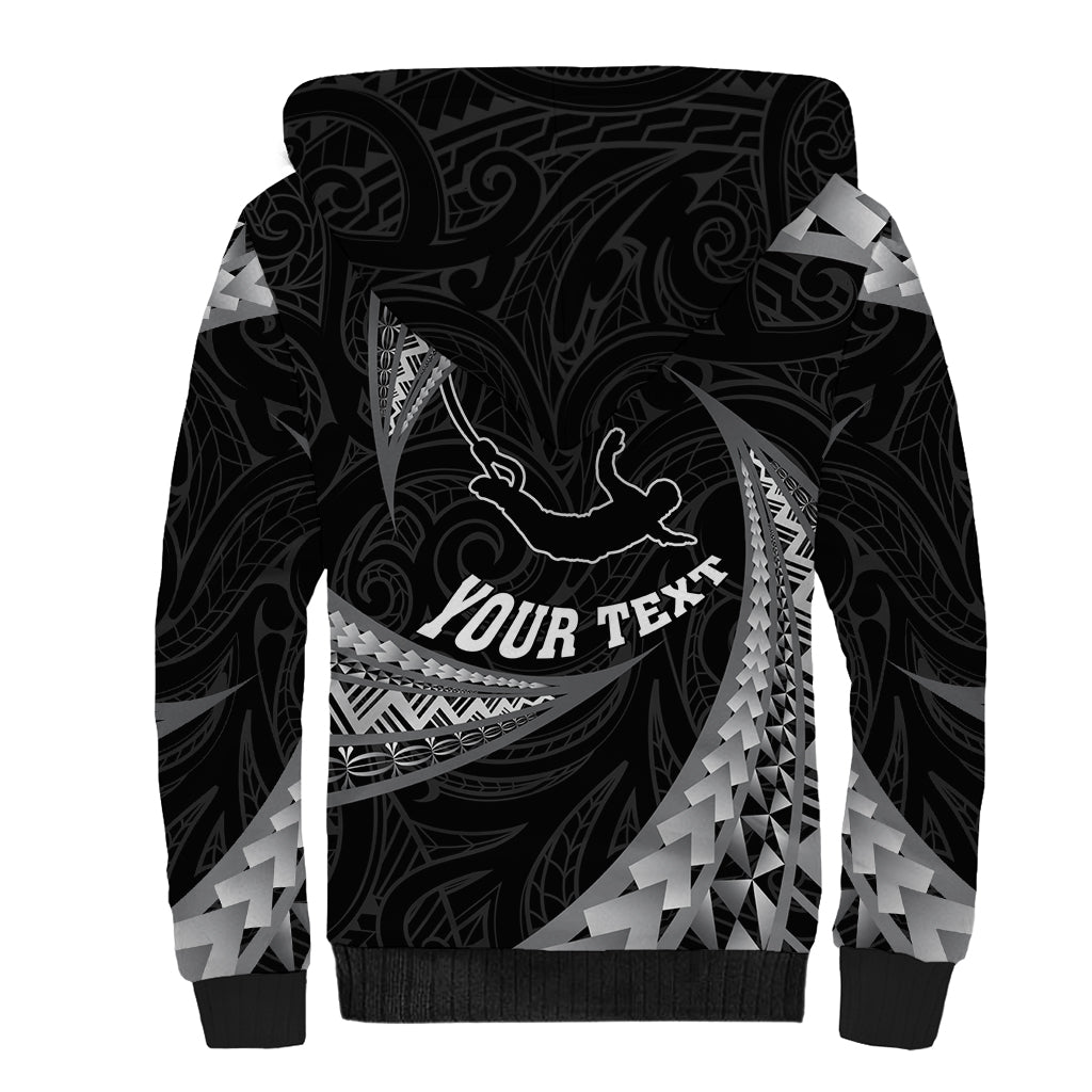 Personalised New Zealand Bungy Jumping Sherpa Hoodie Maori Pattern LT05 - Polynesian Pride