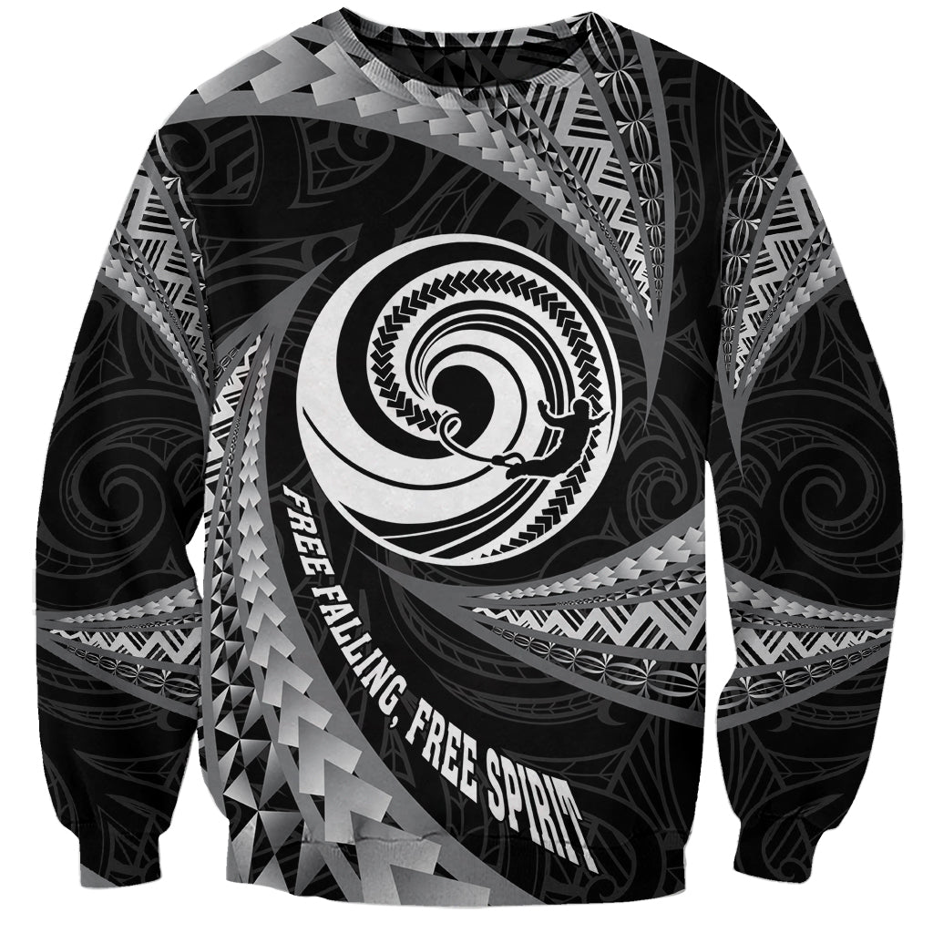 Personalised New Zealand Bungy Jumping Sweatshirt Maori Pattern LT05 Unisex Black - Polynesian Pride