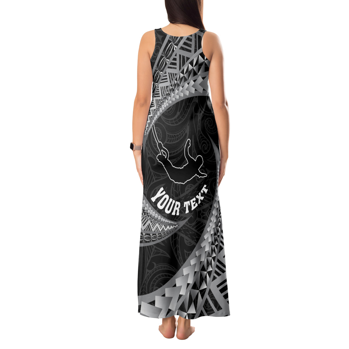 Personalised New Zealand Bungy Jumping Tank Maxi Dress Maori Pattern LT05 - Polynesian Pride