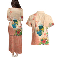 Hawaii Kauai Na Pali Coast Landscape Couples Matching Puletasi and Hawaiian Shirt