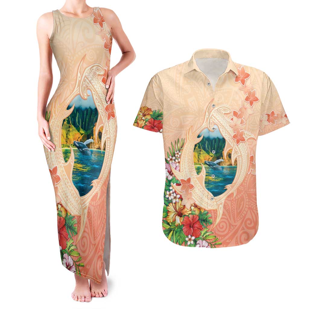 Hawaii Kauai Na Pali Coast Landscape Couples Matching Tank Maxi Dress and Hawaiian Shirt