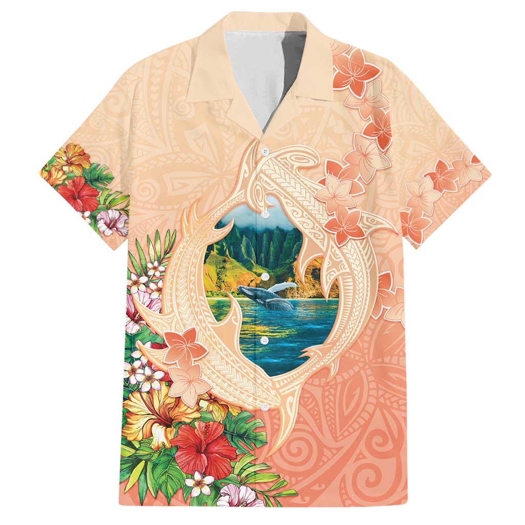 Hawaii Kauai Na Pali Coast Landscape Family Matching Puletasi and Hawaiian Shirt LT05 Dad's Shirt - Short Sleeve Peach - Polynesian Pride