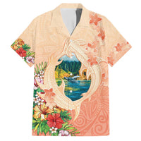 Hawaii Kauai Na Pali Coast Landscape Family Matching Puletasi and Hawaiian Shirt LT05 Dad's Shirt - Short Sleeve Peach - Polynesian Pride