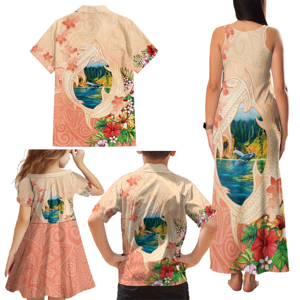Hawaii Kauai Na Pali Coast Landscape Family Matching Tank Maxi Dress and Hawaiian Shirt