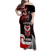 Aotearoa Toitu He Whakaputanga Family Matching Off Shoulder Maxi Dress and Hawaiian Shirt Toitu Te Tiriti O Waitangi