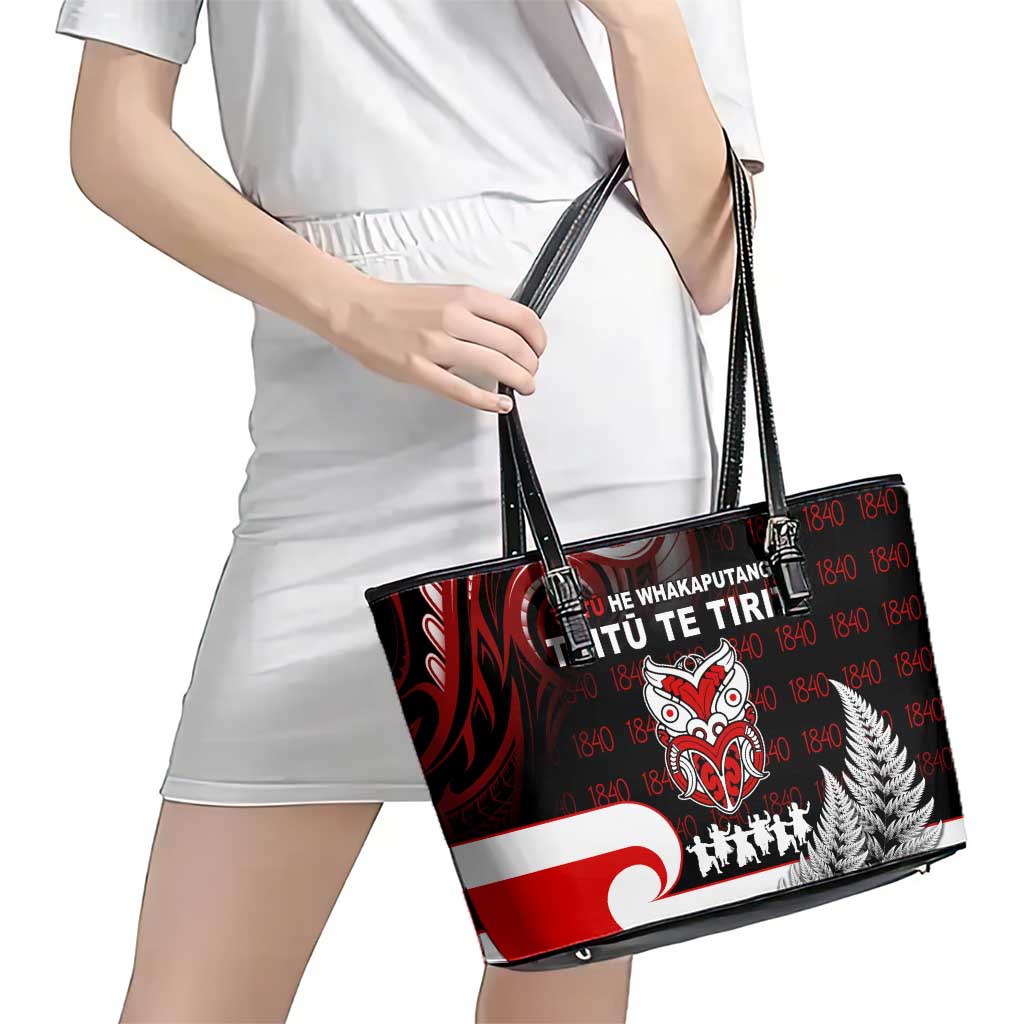 Aotearoa Toitu He Whakaputanga Leather Tote Bag Toitu Te Tiriti O Waitangi LT05 - Polynesian Pride