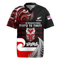 Aotearoa Toitu He Whakaputanga Rugby Jersey Toitu Te Tiriti O Waitangi LT05 Black - Polynesian Pride