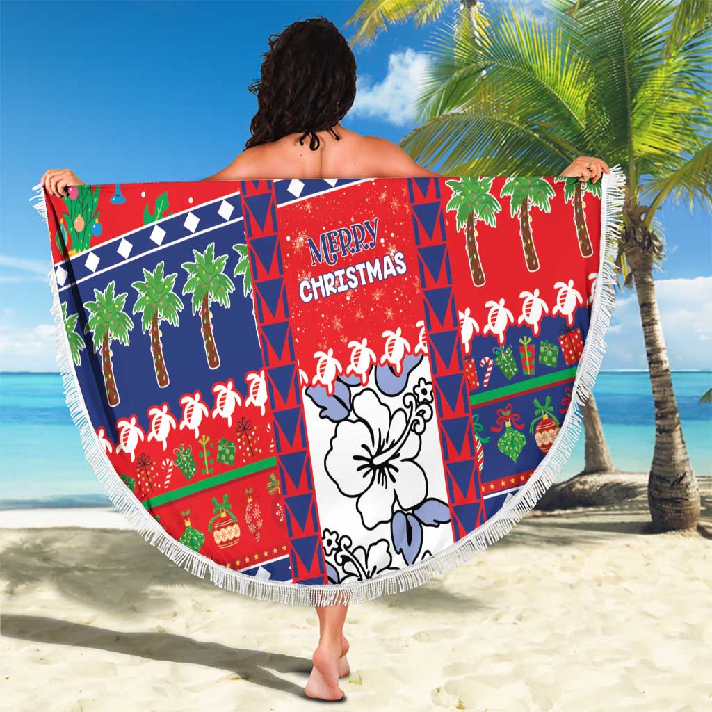 Wallis And Futuna Christmas Beach Blanket Festive Beach Vibes - Polynesian Pride