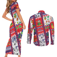 Wallis And Futuna Christmas Couples Matching Short Sleeve Bodycon Dress and Long Sleeve Button Shirt Festive Beach Vibes - Polynesian Pride